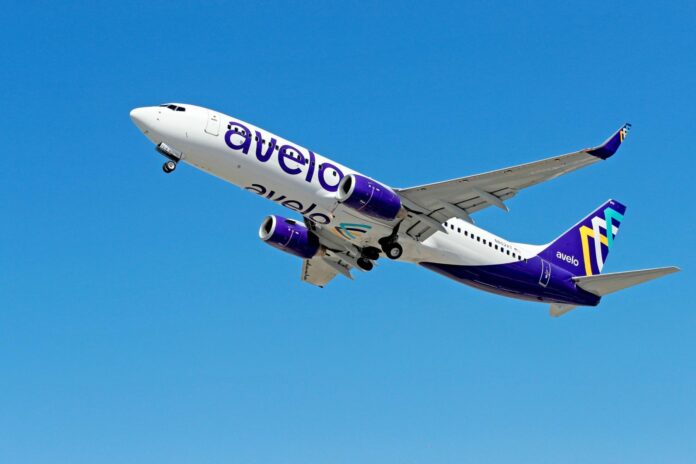 BURBANK, CALIFORNIA - APRIL 28: Avelo Airlines takes off with first flight between Burbank and Santa Rosa at Hollywood Burbank Airport on April 28, 2021 in Burbank, California. (Photo by Joe Scarnici/Getty Images for Avelo Air)