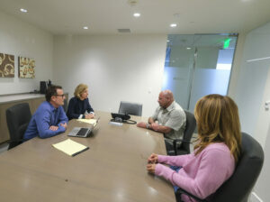(Frome L to R) Paul Zimmerman, Jill Jackson, Sammy Elzarka and Jacklyn Kirkorian in a meeting at Michelman & Robinson office in Westwood. (Photo by Ringo Chiu)