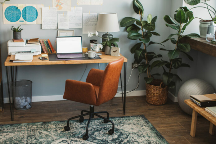 Modern office at home of an book author.