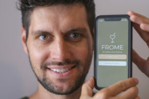 Joesph Feminella, founder of the FROME application in his headquarters.  (Photo by Ringo Chiu)