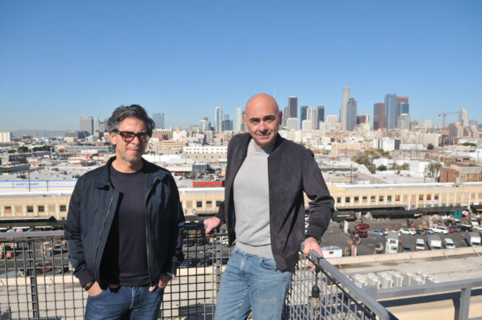 (left to right) Fabian Nunez and Kirill Goncharenko on the roof of their HQ at the Row.